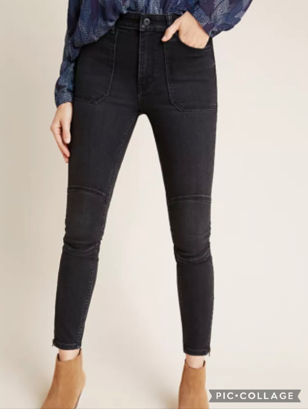 Pilcro And The Letterpress Jeans Womens 27 High-Rise Rise Denim Leggings Zippers